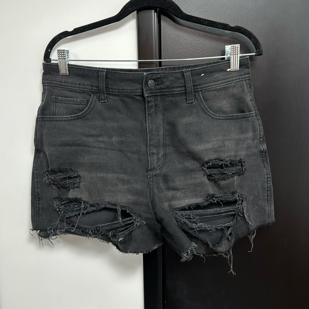 Black Hollister high rise distressed shorts